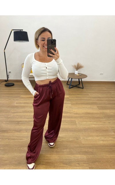 Pantaloni Satin Bordeaux